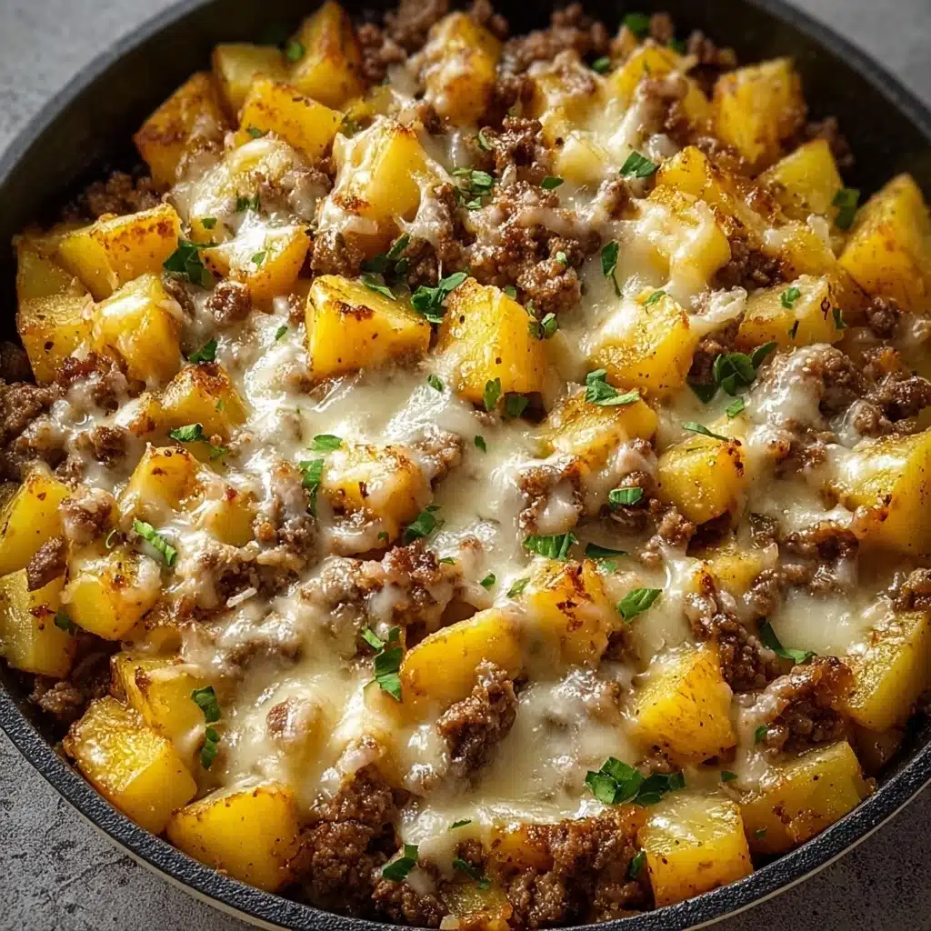 One-Pan Cheesy Meat & Potato Skillet Recipe - Recipe Image