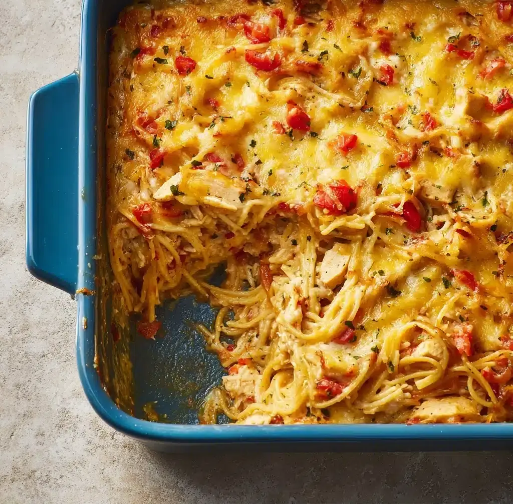 Spicy Southern Cheesy Chicken Spaghetti Casserole Recipe