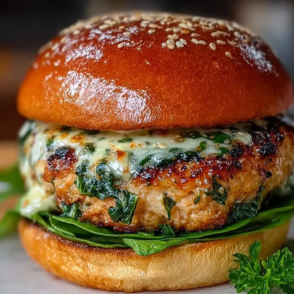 White Cheddar Spinach Chicken Burgers Recipe