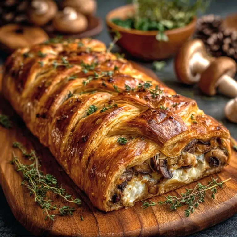 Savory Mushroom & Gruyère Puff Pastry Braid Recipe