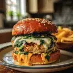 White Cheddar Spinach Chicken Burgers Recipe