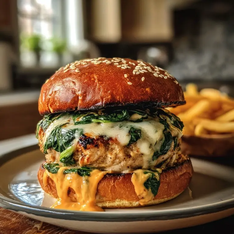 White Cheddar Spinach Chicken Burgers Recipe