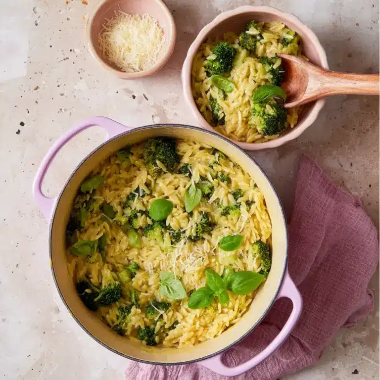 Creamy One-Pot Broccoli Cheddar Orzo Recipe