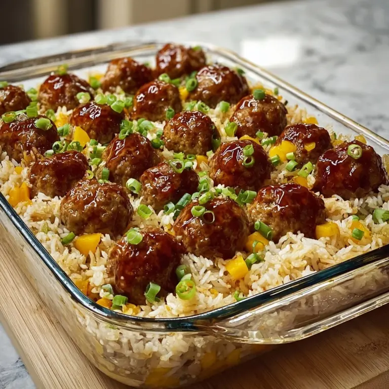 Honey Garlic Meatball Rice Bake Recipe