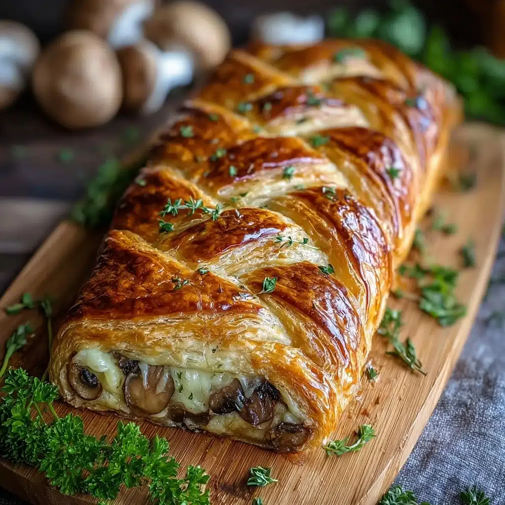 Savory Mushroom & Gruyère Puff Pastry Braid Recipe - Recipe Image