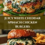 White Cheddar Spinach Chicken Burgers Recipe