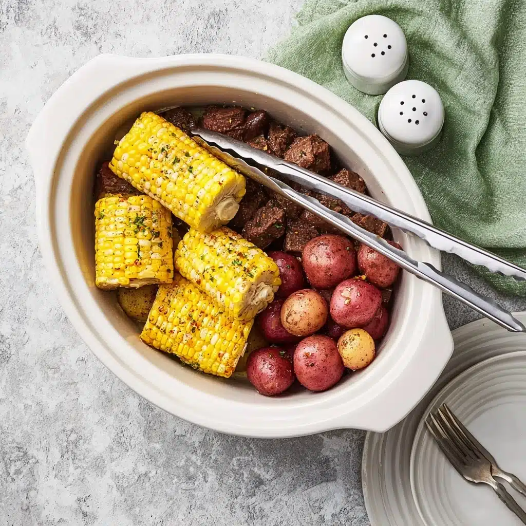 Slow Cooker Steak, Potatoes, and Corn Recipe - Recipe Image