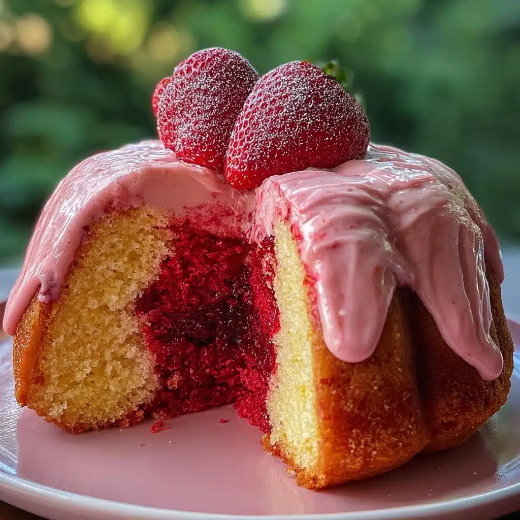 Strawberry Honeybun Cake with Creamy Strawberry Icing Recipe - Recipe Image