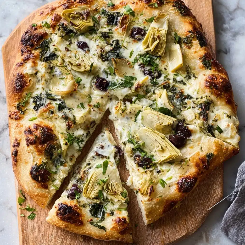 artichoke pizza with spinach parmesan cream sauce Recipe - Recipe Image