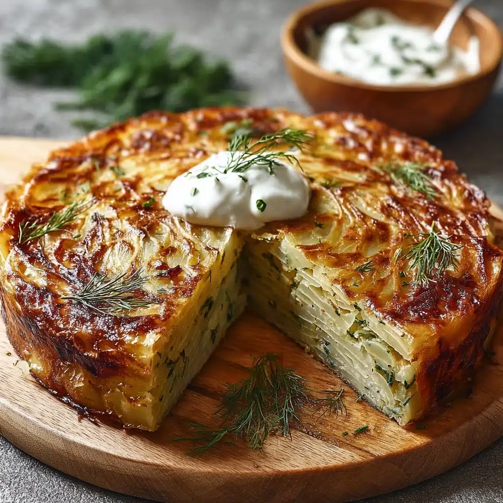 Crispy Cabbage Pie with Dill Cream Sauce Recipe - Recipe Image