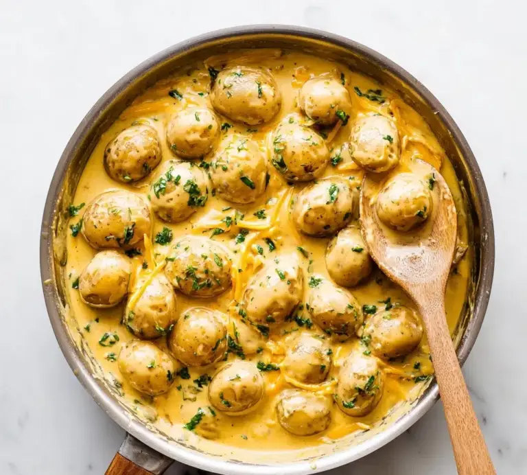 Easy Creamy Garlic Sauce Baby Potatoes Recipe