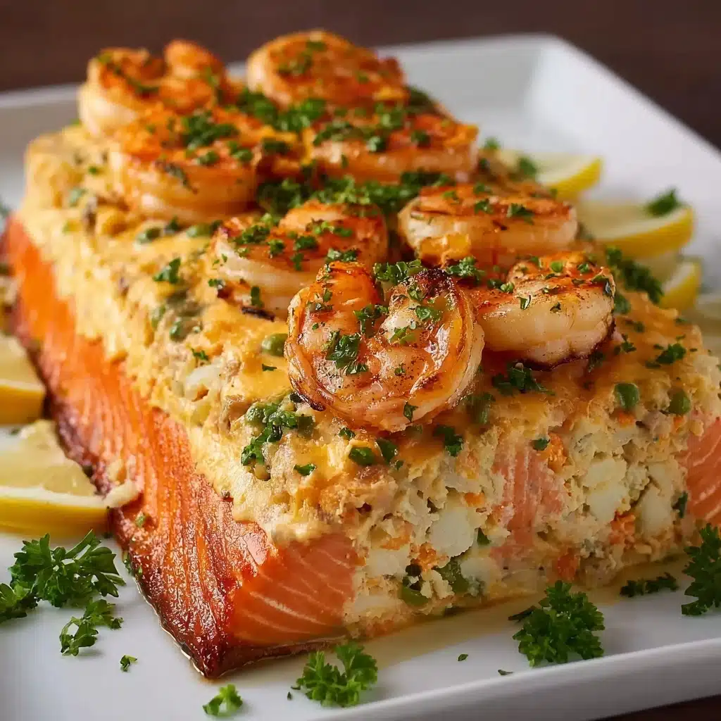 Seafood Lover's Delight Crab & Shrimp Stuffed Salmon Recipe - Recipe Image