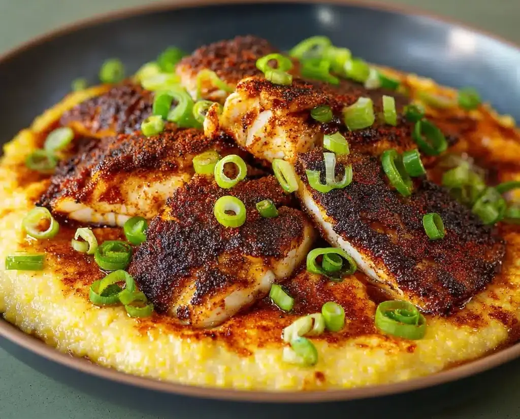 Blackened Catfish with Spicy Cheese Grits Recipe