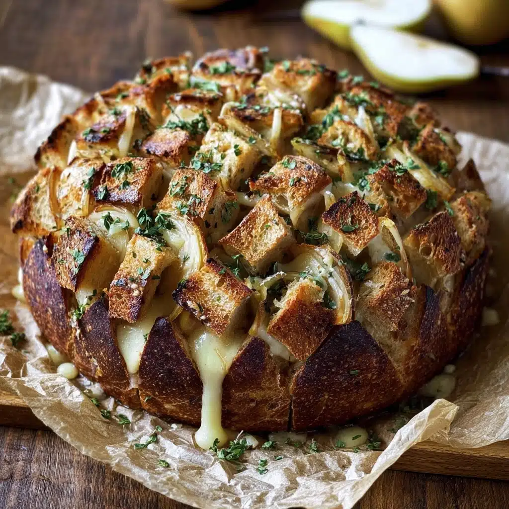 Brie Pull-Apart Bread with Pear and Caramelized Onions Recipe - Recipe Image