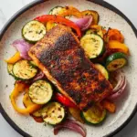 Blackened Salmon with Charred Vegetables Recipe