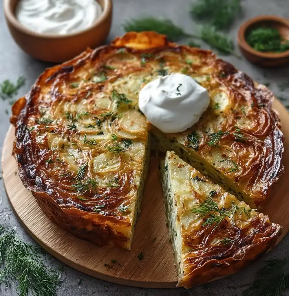 Crispy Cabbage Pie with Dill Cream Sauce Recipe