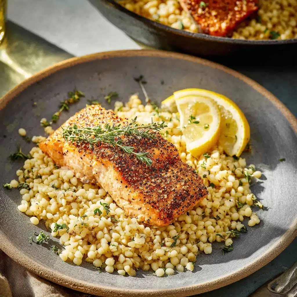 Herbed Pearl Couscous and Salmon Recipe - Recipe Image