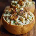 Indulgent Chicken Alfredo Garlic Bread Bowls for Cozy Nights