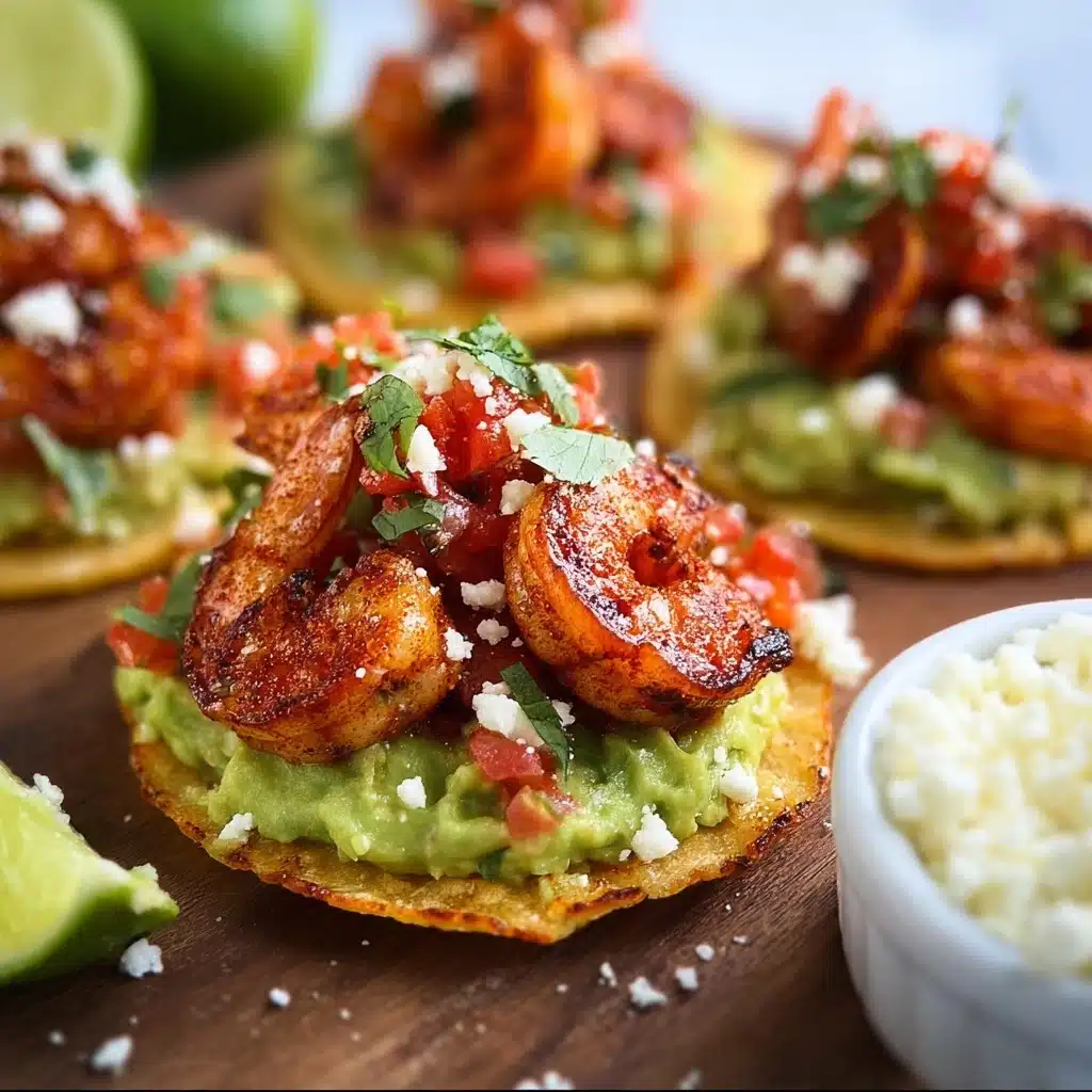 Grilled Shrimp Tostadas with Guacamole & Pico de Gallo Recipe - Recipe Image