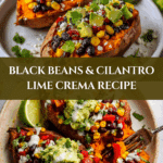 Stuffed Sweet Potato with Avocado, Black Beans & Cilantro Lime Crema