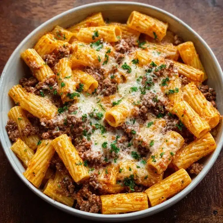 Creamy Parmesan Beef Rigatoni Recipe