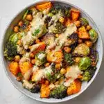 Roasted Vegetable & Chickpea Bowl with Tahini Dressing Recipe