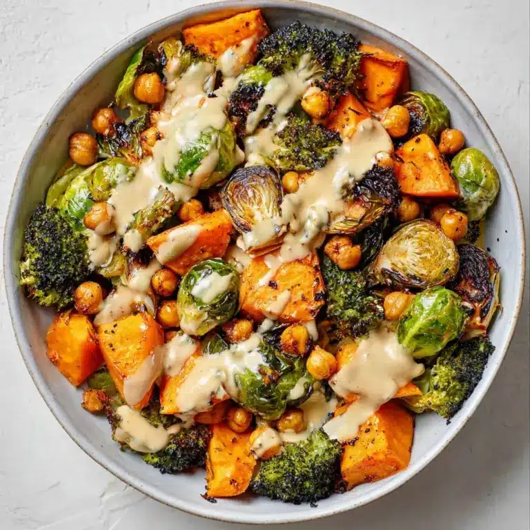 Roasted Vegetable & Chickpea Bowl with Tahini Dressing Recipe