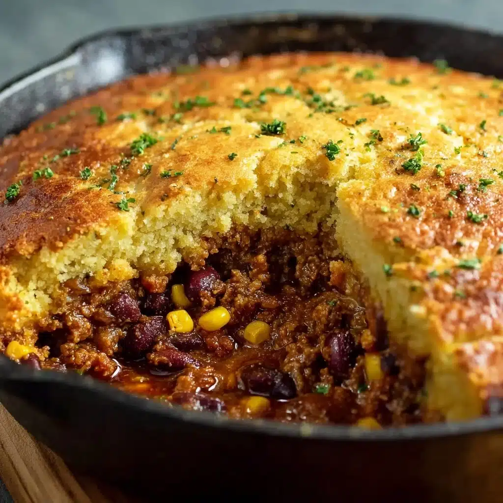 Skillet Chili Cornbread Pot Pie Recipe - Recipe Image