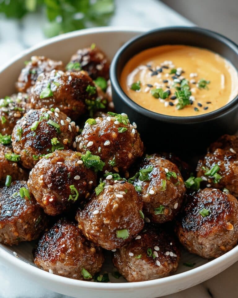 Korean BBQ Meatballs with Spicy Mayo Dip Recipe