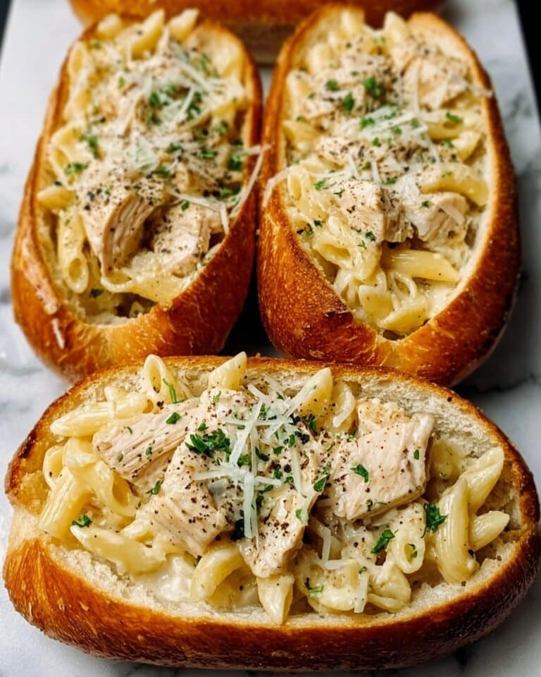 Indulgent Chicken Alfredo Garlic Bread Bowls for Cozy Nights Recipe