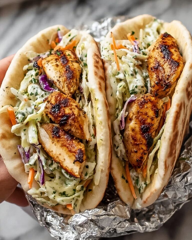 Chicken Pitas with Herby Ranch Slaw Recipe