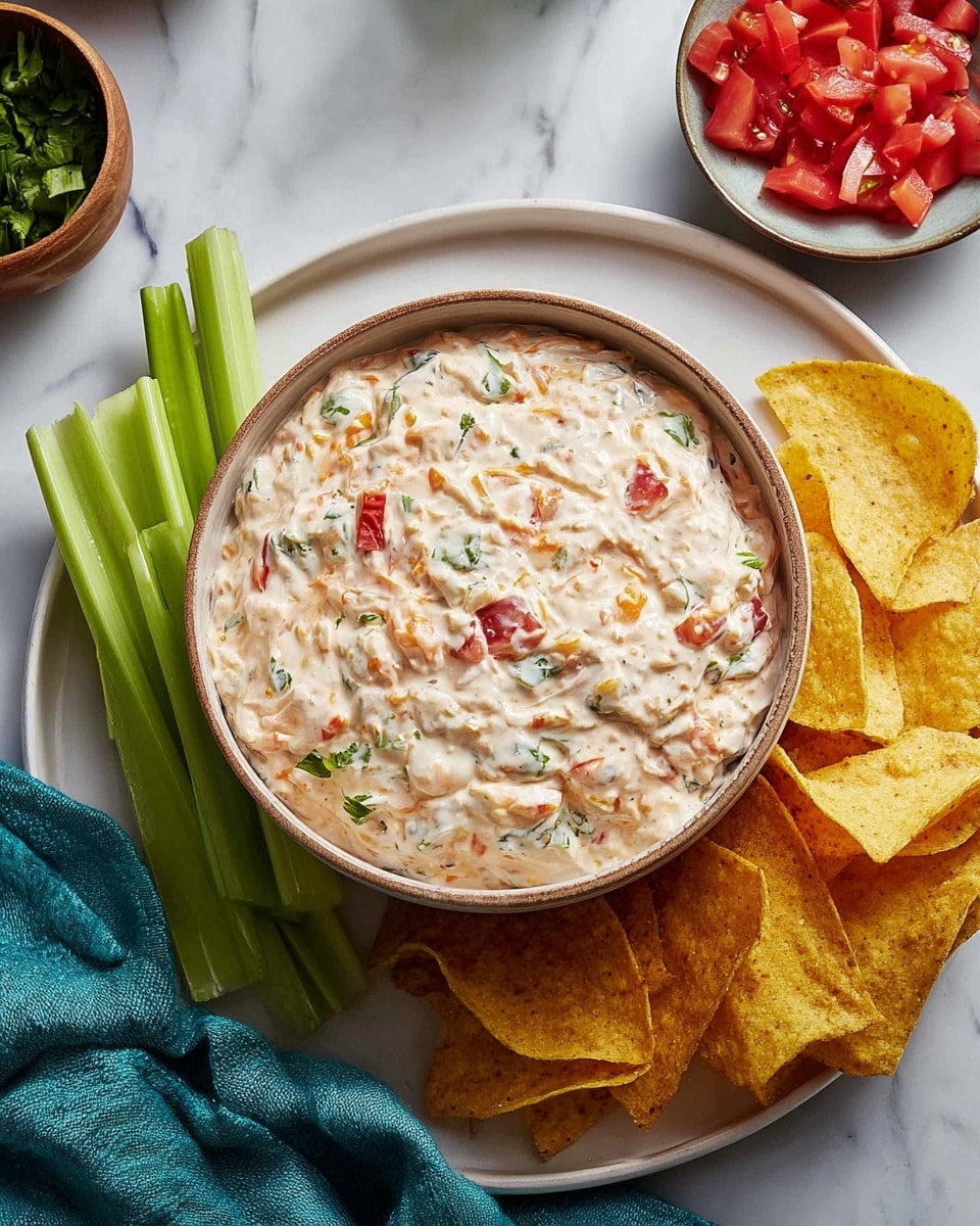 A white bowl filled with a creamy dip made from a mix of white cream and green herbs with small pieces of red pepper visible, giving the dip a speckled look. On top, a woman’s hand holding an orange carrot stick dips into the creamy mixture. To the left, there is a white stack of round crackers and a few white pieces of sliced vegetables next to a few orange, green, and white vegetable sticks standing upright on a white marbled surface. The background is dark but blurred. Photo taken with an iphone --ar 4:5 --v 7