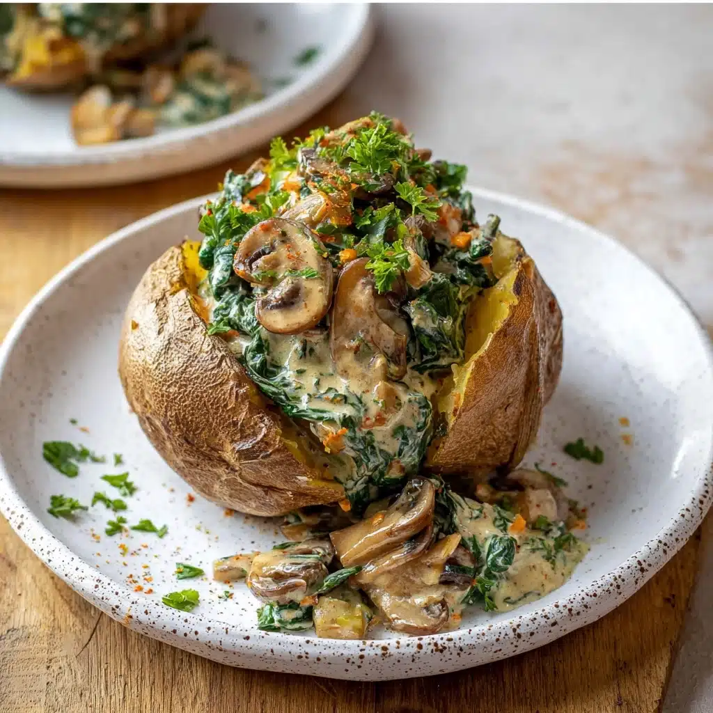 Baked Potatoes with Spinach, Cheese, and Mushrooms Recipe - Recipe Image