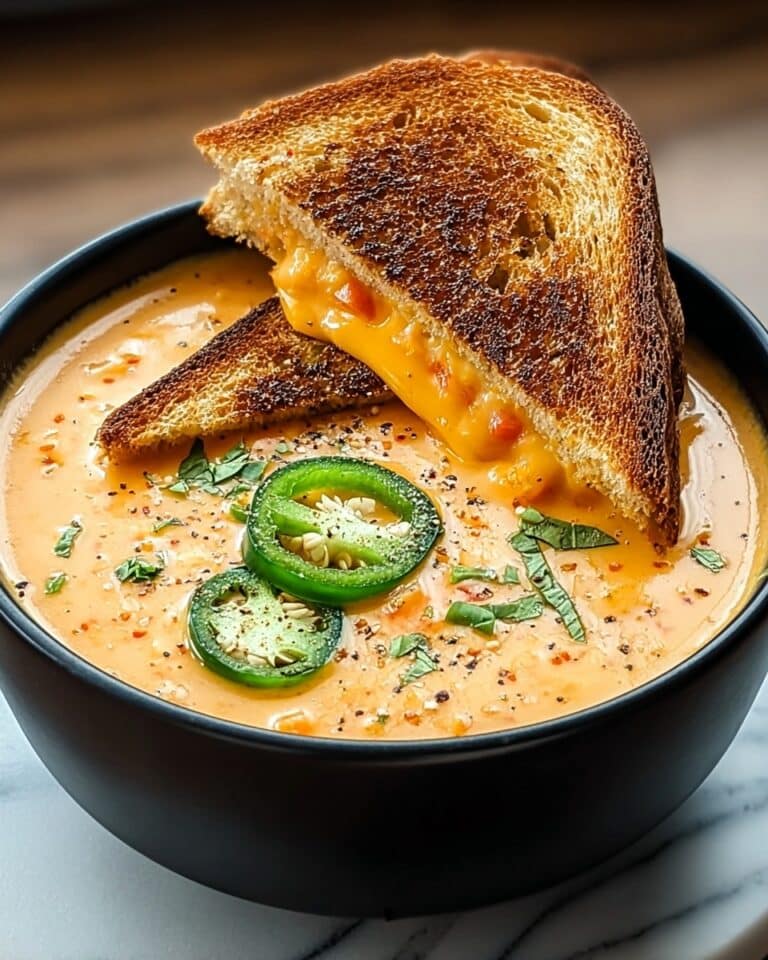 Spicy Jalapeño Popper Soup with Grilled Cheese Dippers Recipe
