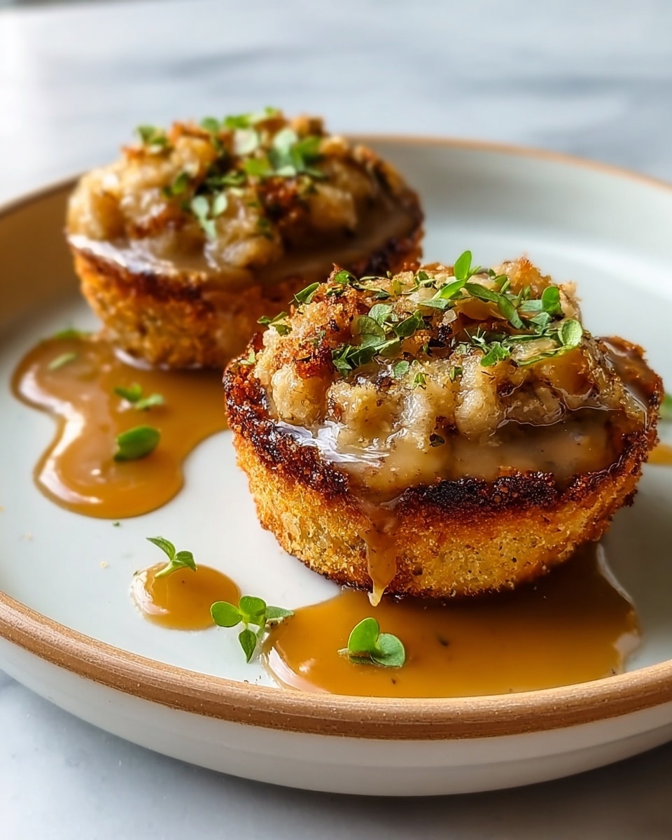 A single, thick, round crab cake stands in the center of a shallow white plate with a thin brown rim. The crab cake has a rough texture, showing chunks of crab and seasonings in golden brown and lighter beige colors. It is topped with a smooth, light tan creamy sauce that drips down the sides and pools around the base. Small green sliced scallions are scattered on top, adding a pop of color. The plate is set on a blue woven mat, with a white marbled texture faintly visible beneath. Photo taken with an iphone --ar 4:5 --v 7