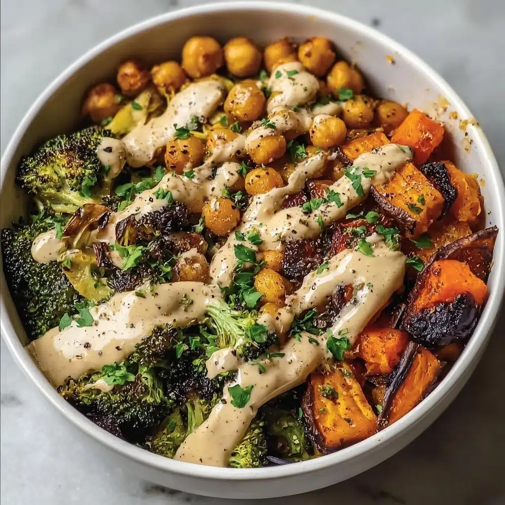 Roasted Vegetable & Chickpea Bowl with Tahini Dressing Recipe - Recipe Image