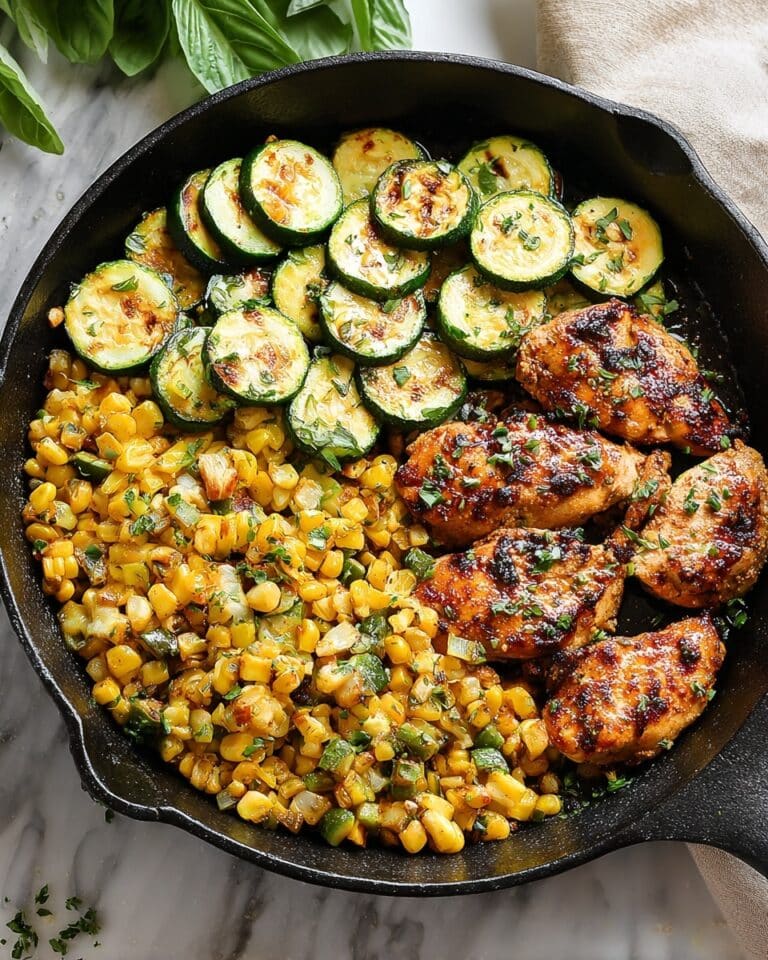 Savory Garlic Butter Chicken with Zucchini and Corn Recipe