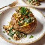 Baked Potatoes with Spinach, Cheese, and Mushrooms Recipe