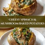 Baked Potatoes with Spinach, Cheese, and Mushrooms Recipe
