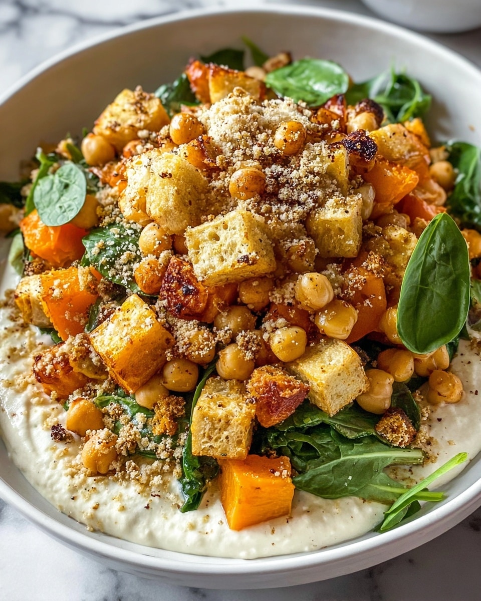 The image shows a flat lay of fresh ingredients arranged neatly on a white marbled background. At the top right, there is a large cauliflower with green leaves at its base. To its left is a clear glass bowl filled with chopped orange sweet potatoes. Below the cauliflower, a small bunch of green parsley rests next to three whole orange carrots aligned parallel. In the middle, a clear glass bowl contains beige chickpeas. To the left of the chickpeas, there is a small glass bowl with golden olive oil. Below that, fresh green arugula leaves form a small pile. Finally, a small glass bowl at the center bottom holds several spices: white salt, black pepper, ground cumin, and red paprika. All the ingredients are fresh and colorful, contrasting nicely with the light background. photo taken with an iphone --ar 4:5 --v 7