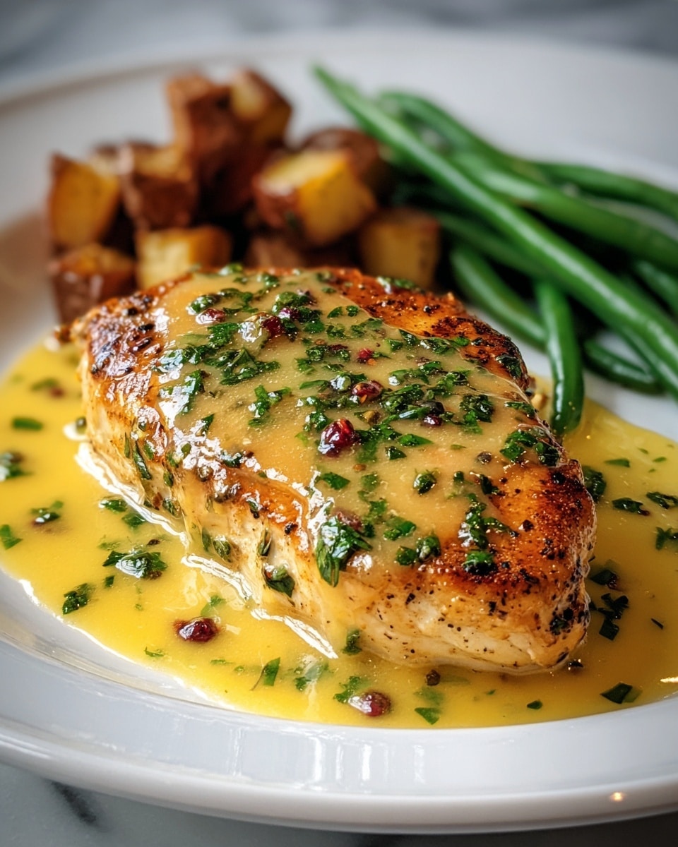 The image shows a white plate with two main layers: the first layer is a serving of light beige cooked grains, likely rice, with small green herb pieces scattered on top, positioned at the back of the plate; the second layer in front features a sliced grilled chicken breast with golden brown, slightly charred skin and visible grill marks, garnished with chopped green herbs and a light sauce pooling around the chicken. The plate sits on a white marbled surface. The photo was taken with an iphone --ar 4:5 --v 7