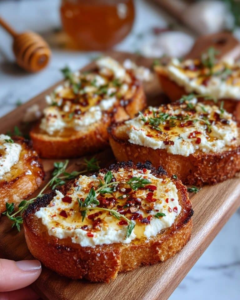 Sweet and Spicy Whipped Feta Crostini with Hot Honey Recipe