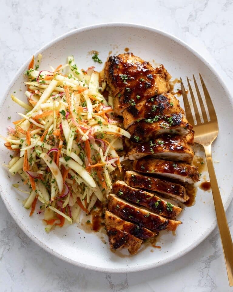 Sticky Apple Cider Chicken with Crisp Autumn Slaw Recipe