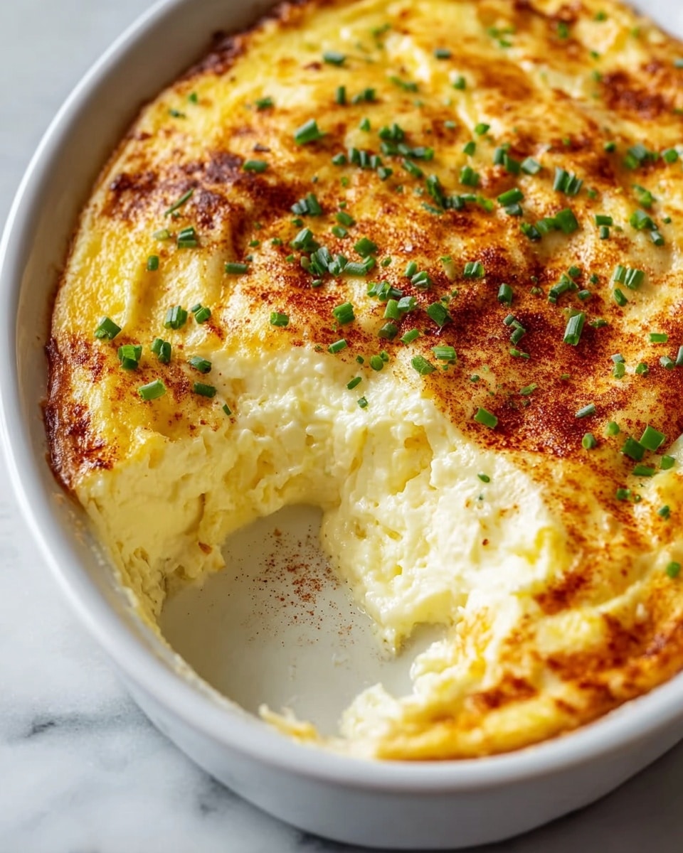 A close-up image of a white scalloped bowl filled with creamy, light yellow cheese dip, topped with chopped green chives and a dusting of reddish-brown paprika, showing a woman's hand holding a round pretzel chip dipped into the soft, textured dip; the white marbled surface underneath adds a clean, bright background. Photo taken with an iphone --ar 4:5 --v 7