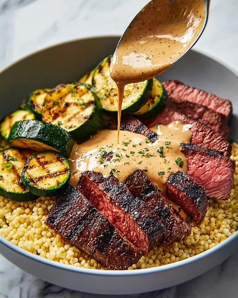 Grilled Steak Bowl with Sauce and Zucchini Recipe