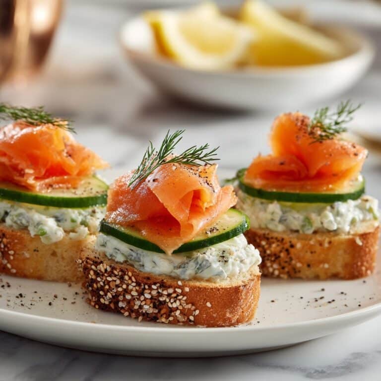 Smoked Salmon Crostini with Cream Cheese, Cucumber, and Capers Recipe