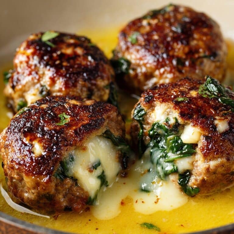Spinach and Garlic Stuffed Meatballs with Mozzarella Recipe