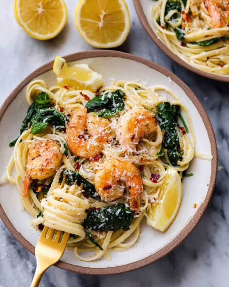 Lemon Garlic Parmesan Shrimp Pasta Recipe