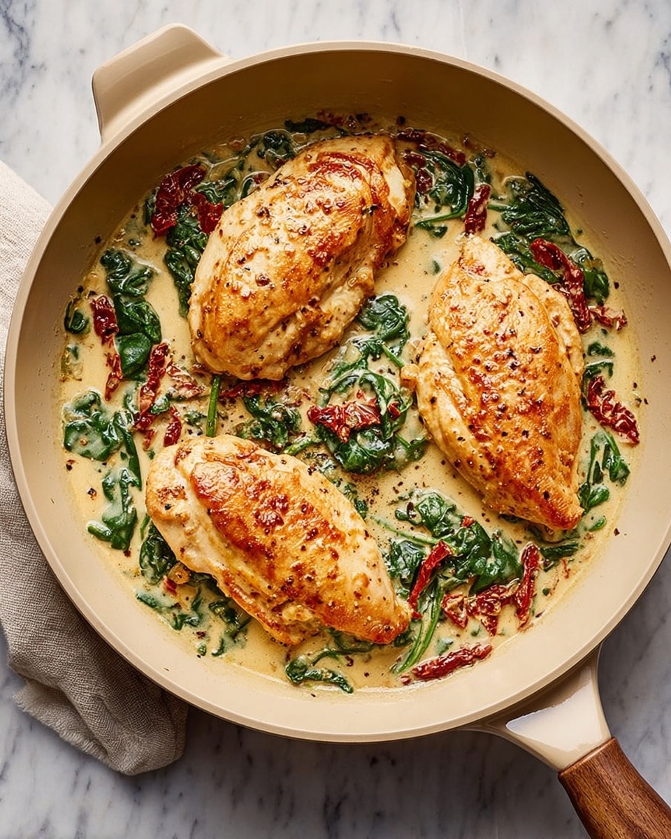 The image shows a crispy, golden-brown piece of fish with a crunchy texture on top, sitting on a bed of creamy green spinach mixed with herbs. White sauce with green specks is being poured over the fish from above by a woman's hand, adding a smooth and glossy layer that contrasts with the crunchy fish. The dish is presented on a white plate placed on a white marbled surface. photo taken with an iphone --ar 4:5 --v 7
