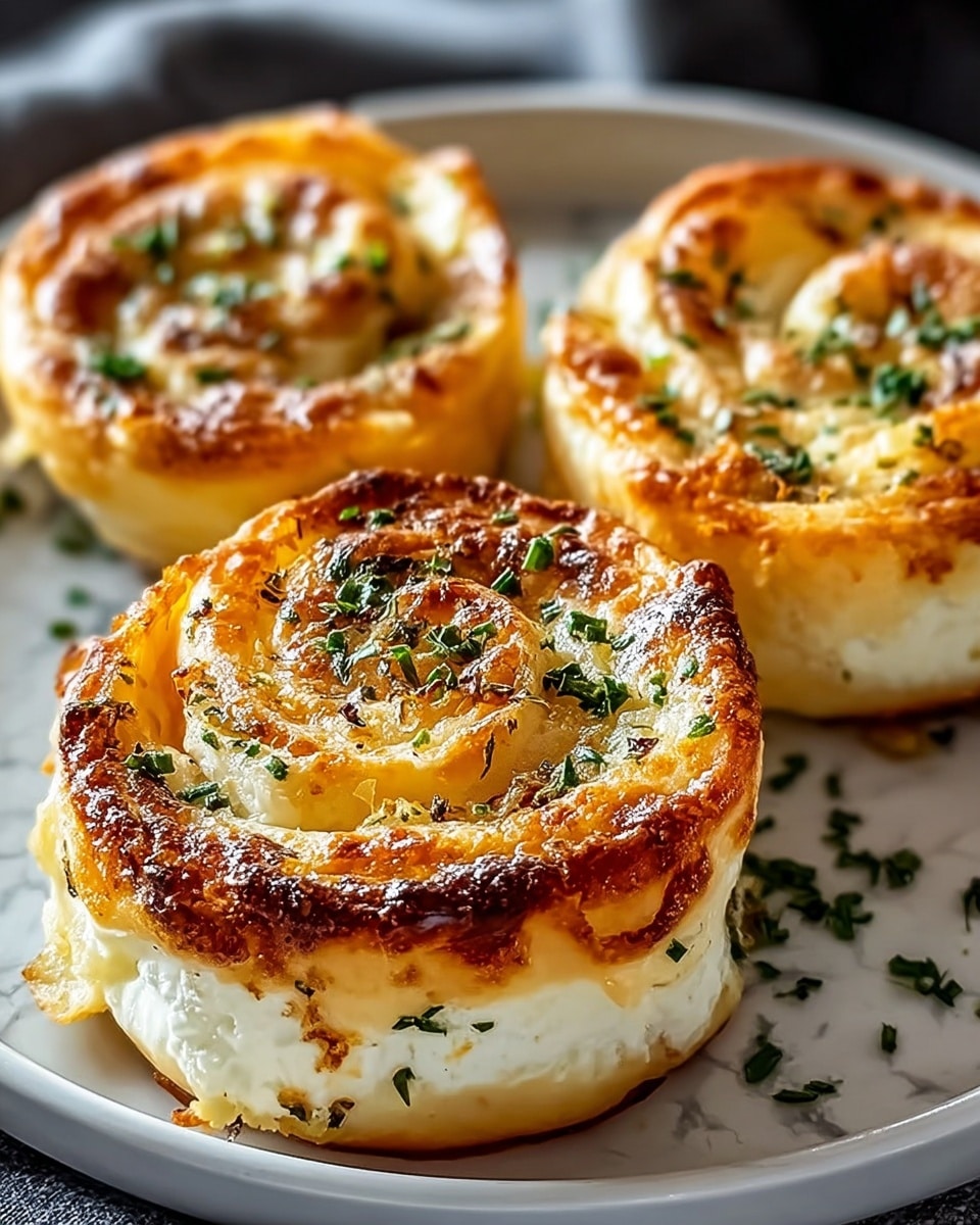 Two round, thick pastries sit closely together on a dark plate, placed on a white marbled surface. Each pastry has two visible layers: a bottom layer of soft, white creamy filling with a slightly crumbly texture, and a top layer that is glossy, golden-brown with a slightly caramelized surface, swirled with light creamy patches. Small green herb pieces are scattered on top, adding a fresh contrast to the warm tones. The edges of the pastries appear browned and crisp, giving a nice texture contrast. Photo taken with an iphone --ar 4:5 --v 7